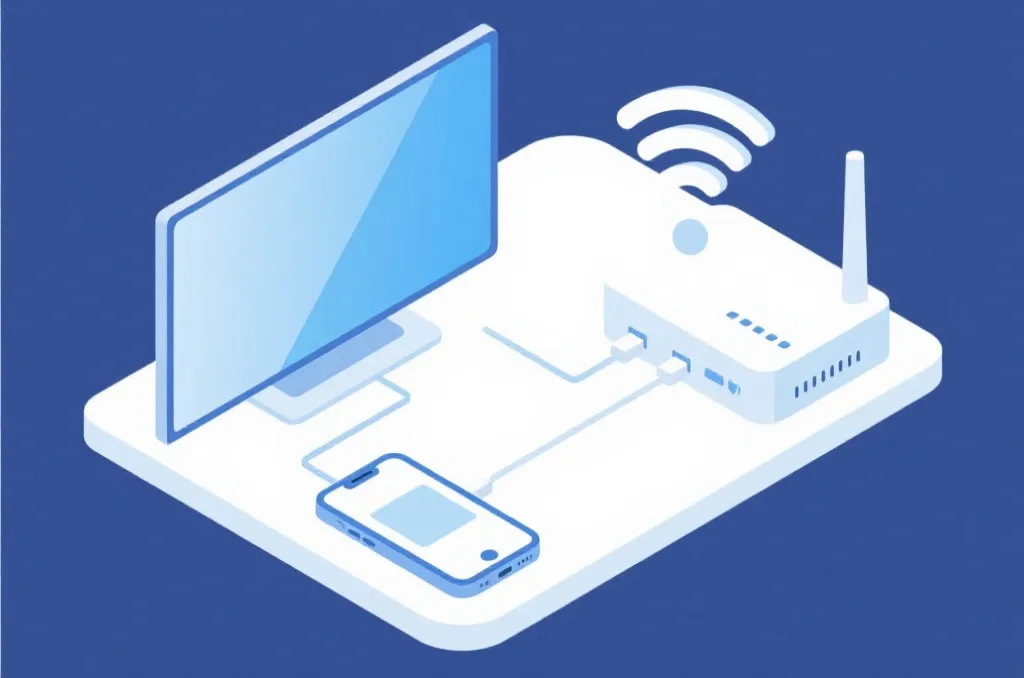 手机与电视连接在同一WiFi局域网的示意图